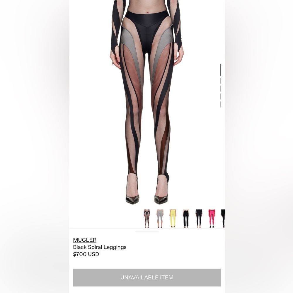 Mugler Women's Black and Silver Stirrup Leggings